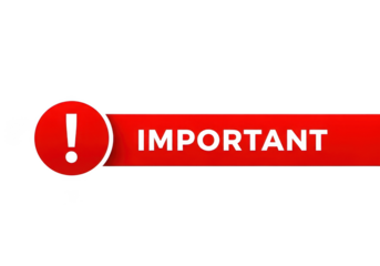 Important message banner isolated on transparent background with exclamation mark icon