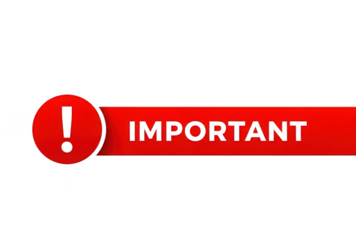 Important message banner isolated on transparent background with exclamation mark icon