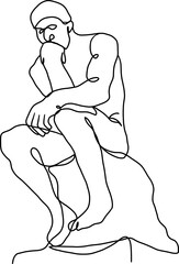 Minimal Line Drawing of Sitting Woman