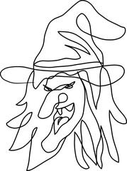 Wizard Line Art Portrait