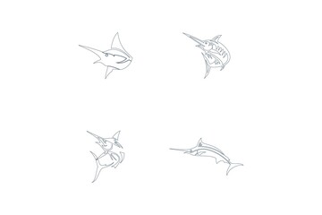 Elegant Hand-Drawn Dolphin Line Art Illustrations for Ocean Wildlife and Minimal Design Projects