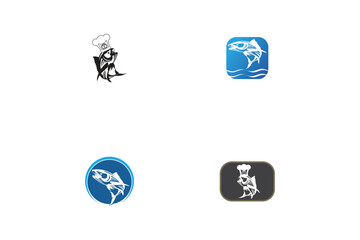 Modern Fish and Shark Logo Set for Fishing, Marine, and Seafood Branding