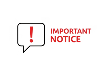 Important notice with exclamation mark in speech bubble, isolated on transparent background