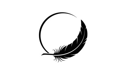 Elegant feather and circle logo design for minimalist branding and creative projects © jas