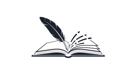 Elegant quill pen resting on an open book symbolizing writing reading education and literature