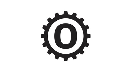 Elegant logo featuring a letter 'O' inside a black gear mechanism, perfect for industrial branding