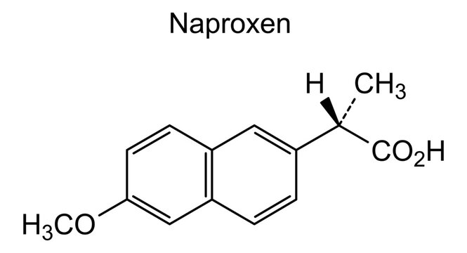 Chemical structure of naproxen, drug substance