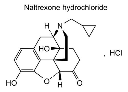 Chemical structure of naltrexone hydrochloride, drug substance