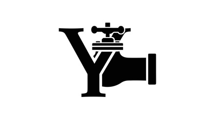 Creative logo design combining letter Y with water tap icon for plumbing business minimal design