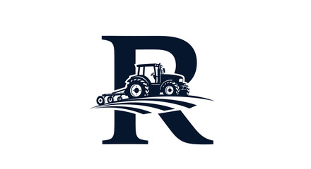 Elegant initial R logo design featuring a tractor for agriculture and farming business