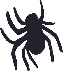 A dark silhouette of a spider with eight curved legs, symbolizing fear, Halloween, and creepy design elements.