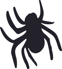 A dark silhouette of a spider with eight curved legs, symbolizing fear, Halloween, and creepy design elements.