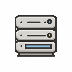Obraz premium Minimal Server Thin-Line Icon Design