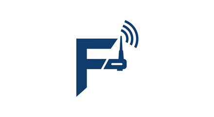 Letter F logo design featuring a wifi router symbol representing modern technology and connectivity