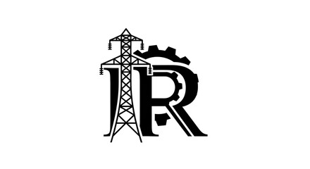 Power Generation Industry Logo Design Featuring Electrical Tower and Gear Symbolism