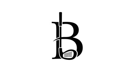 Elegant initial B logo design with a golf club representing sport and recreation