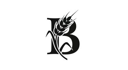 Elegant initial B logo design incorporating wheat illustration in minimalist style © jas