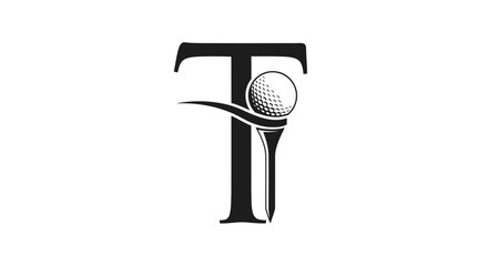 Elegant golf logo design featuring the letter T integrated with a golf ball and tee