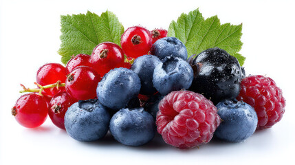 Isolated Berry Mix for Smoothie: Fresh Blueberry Blackberry