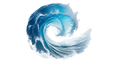 Crashing blue ocean wave isolated on transparent background