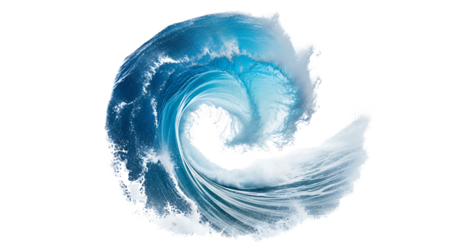 Crashing blue ocean wave isolated on transparent background - Powered by Adobe