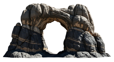 Natural rock arch formation isolated on transparent background