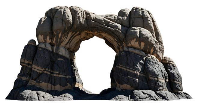 Natural rock arch formation isolated on transparent background