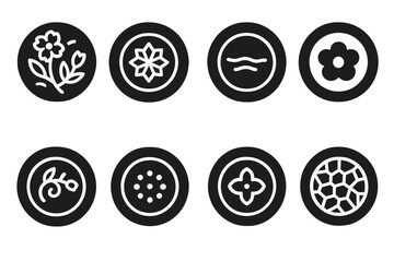 Naklejka premium Decorative Plate Icons. Solid, filled icon set of plate decoration: painted plate, engraved plate, glazed plate, stamped plate, hand-painted plate, printed