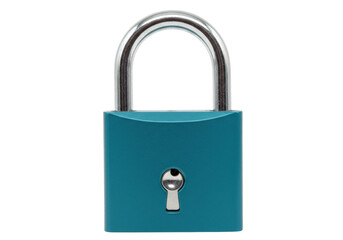 Naklejka premium Teal padlock isolated on transparent background, security lock for safety and protection PNG