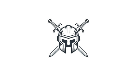 Spartan helmet and crossed swords emblem showcases strength and valor with classic warrior symbolism