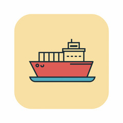 Simple Ship Icon in Minimalist Style