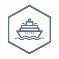 Sleek Ship Icon in Flat Design Style