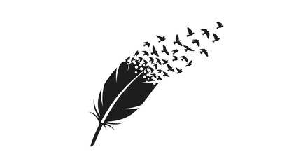 Feather turns into birds, a conceptual illustration of freedom, metamorphosis and transformation © jas