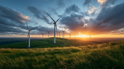 Obraz premium wind turbines in the field