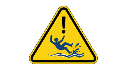 Caution Slippery Surface Warning Sign Alerting People to Potential Hazards and Danger When Walking on Wet or Watery Areas Preventing Slips Falls and Accidents