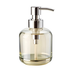 Obraz premium A pump bottle with liquid soap, isolated on a pure white background. Perfect for bathroom hygiene, personal care branding, and household product catalogs.