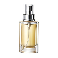 Fototapeta premium A modern glass perfume spray bottle, isolated on a pure white background. Perfect for fragrance ads, beauty branding, and cosmetic catalogs.