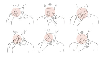 Visual guide to lymphatic drainage massage techniques for the neck and upper chest area illustrating improved circulation and reduced swelling