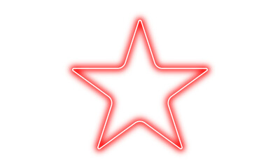 Glowing purple neon star icon on white background. Futuristic bright light illustration