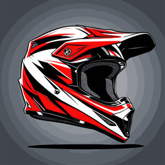 cool motocross helmet illustration