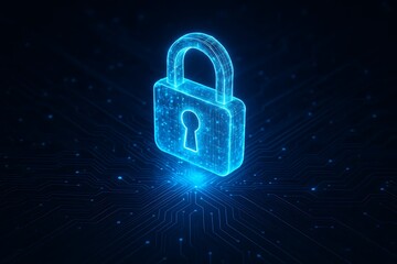 Futuristic digital lock symbolizing cybersecurity and data protection