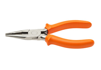 Fototapeta premium Orange handled needle nose pliers isolated, hand tool for electronics and jewelry making on transparent background