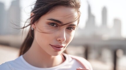 A gentle portrait of a beautiful girl, her eyes soft with innocence and grace. Every detail&mdash;her calm expression, flowing hair, and subtle smile&mdash;captures the quiet strength within her delicate soul.