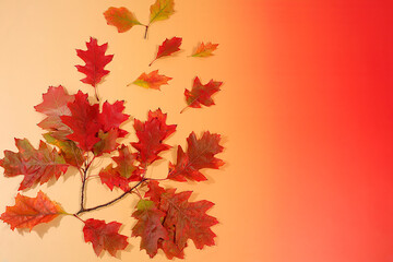 Autumn abstract composition with maple leaves on bright seasonal background, still life and Thanksgiving concept, screen banner and design template, greeting card and greeting, hello autumn.