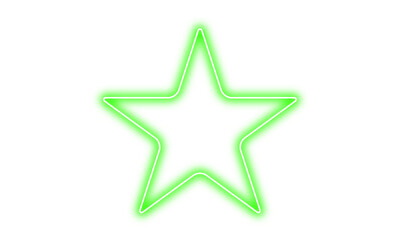 Neon green star, glowing star icon on transparent background