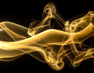 Abstract Golden Smoke Flowing Art.