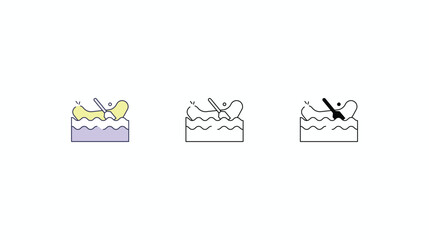 Rafting icons vector set color line glyph line icons stock illustration