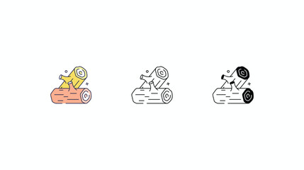 Wood icons vector set color line glyph line icons stock illustration