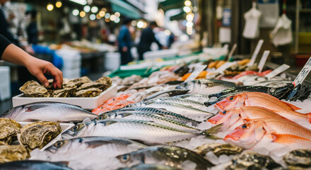 Fresh Seafood Display at Market