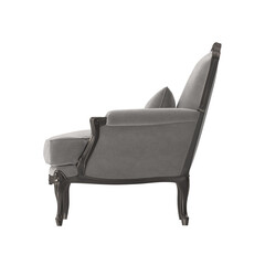 Elegant Gray Armchair with Ornate Detailing